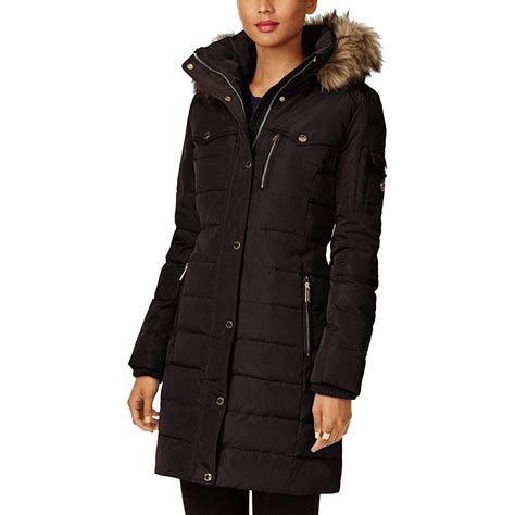 michael michael kors hooded knit sleeve puffer coat|Michael Kors quilted jacket.